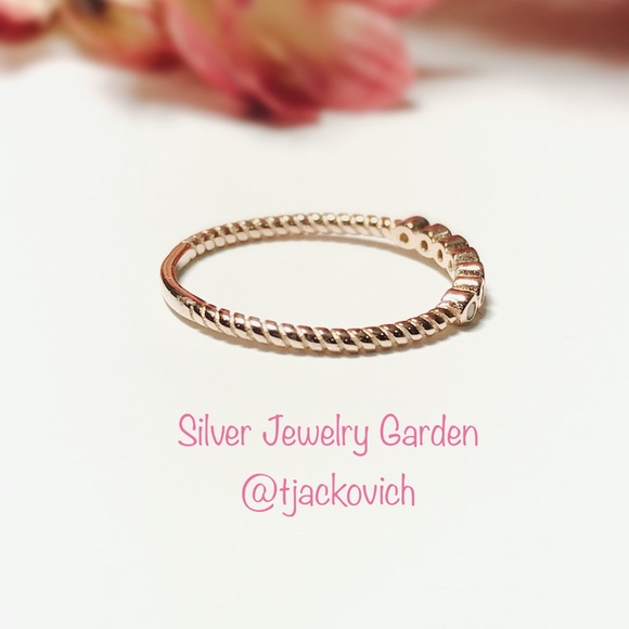 Rose Gold Stackable Sterling Silver Ring - Picture 3 of 4